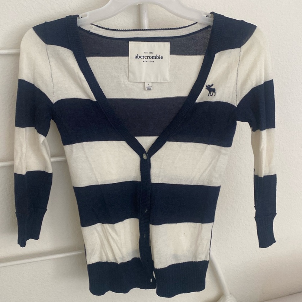 Abercrombie & Fitch Sweater Navy & Cream Girls SZ L